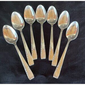 Set of 7 Vintage 1881 Rogers Proposal Silverplate Youth Spoons 5¼" Mid-Century